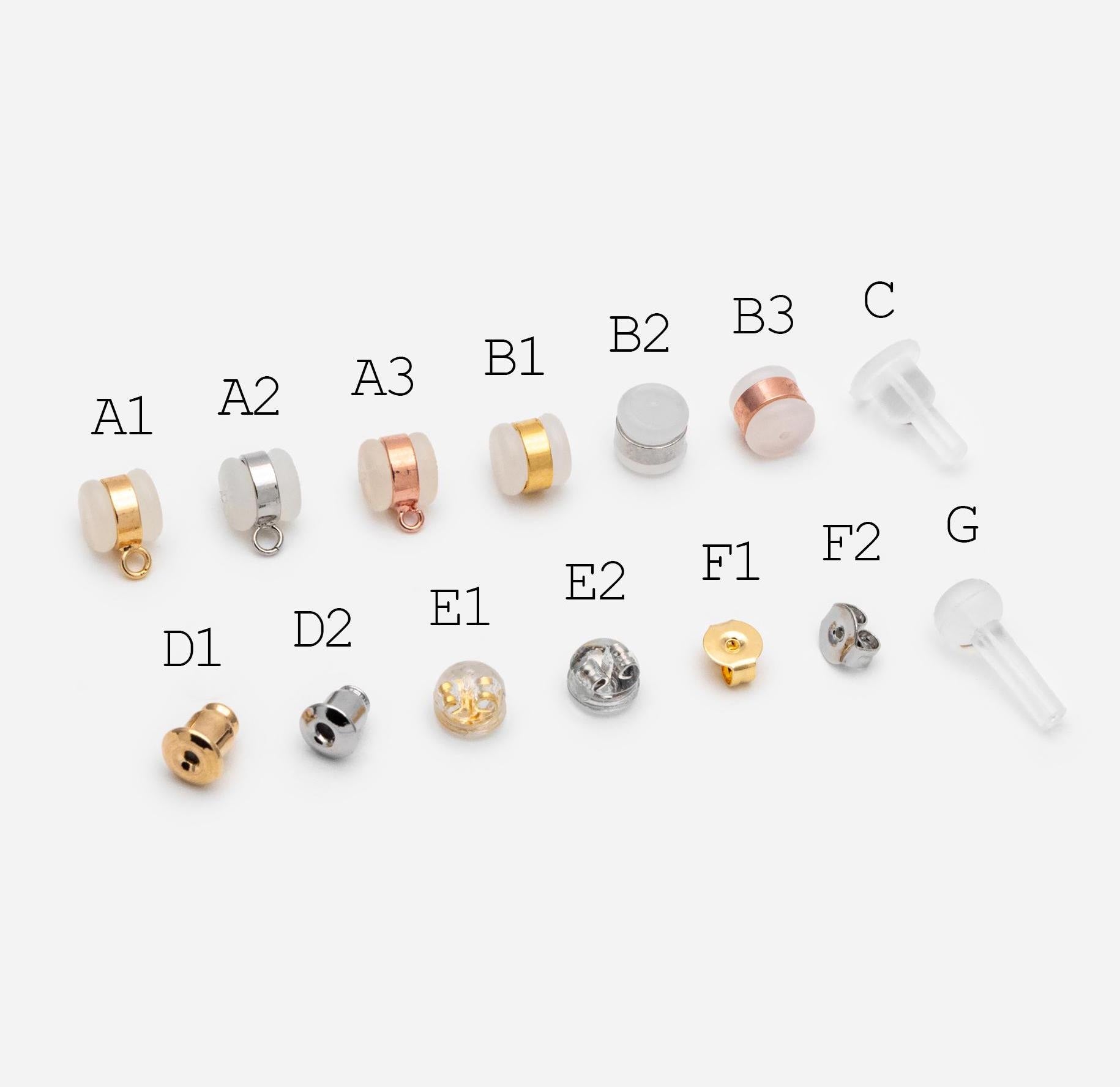 20pcs Gold/ Rhodium plated Ear Nuts, Earring Back Stoppers, Jewelry Findings Wholesale (#GB-651)